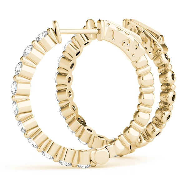 Single Shared Prong Vault Lock Hoop Earrings - Image 8