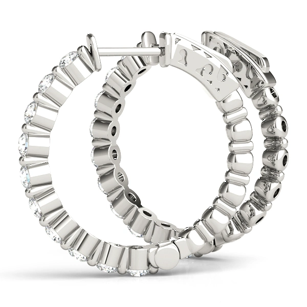Single Shared Prong Vault Lock Hoop Earrings - Image 3