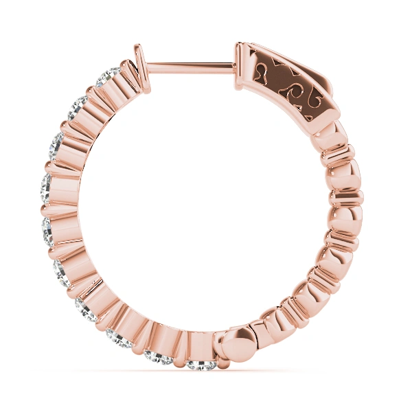 Single Shared Prong Vault Lock Hoop Earrings - Image 12