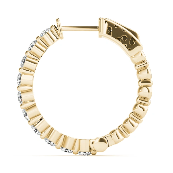Single Shared Prong Vault Lock Hoop Earrings - Image 7