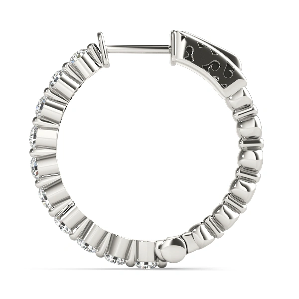 Single Shared Prong Vault Lock Hoop Earrings - Image 2