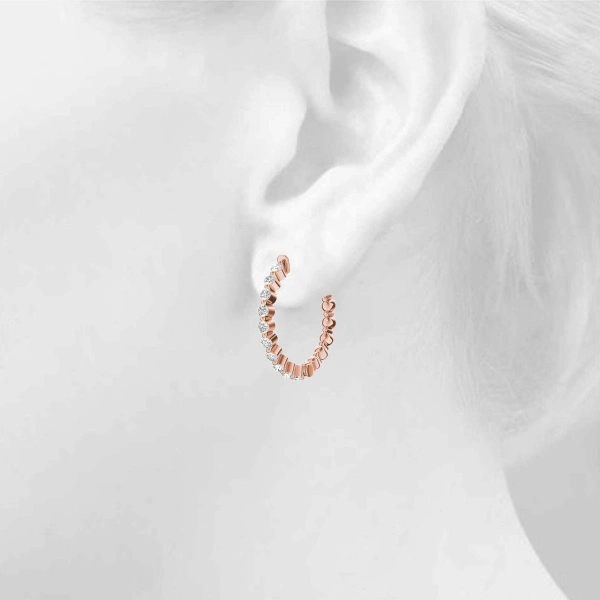 Single Shared Prong Vault Lock Hoop Earrings - Image 15
