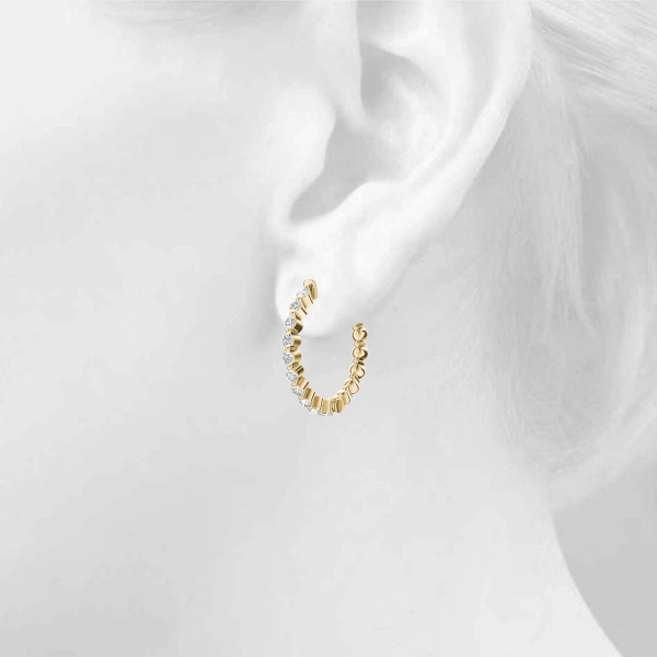 Single Shared Prong Vault Lock Hoop Earrings - Image 10