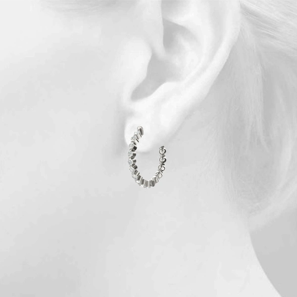 Single Shared Prong Vault Lock Hoop Earrings - Image 5