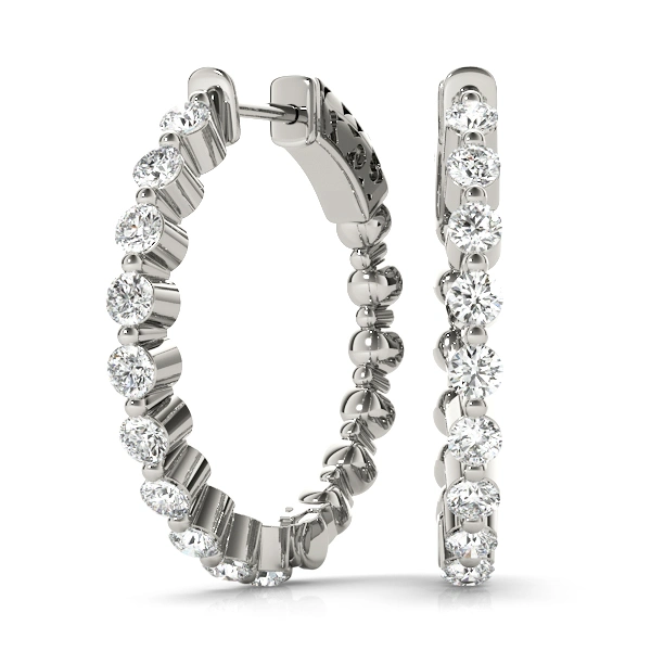Single Shared Prong Vault Lock Hoop Earrings