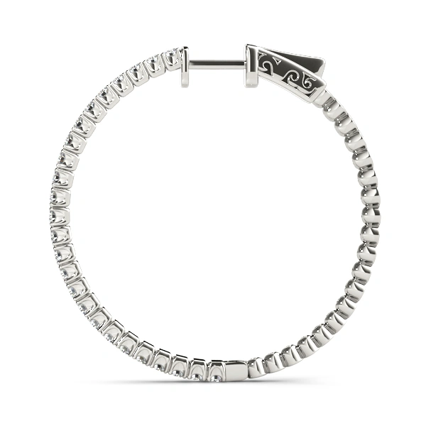 Round Vault Lock Hoop Earrings - Image 2