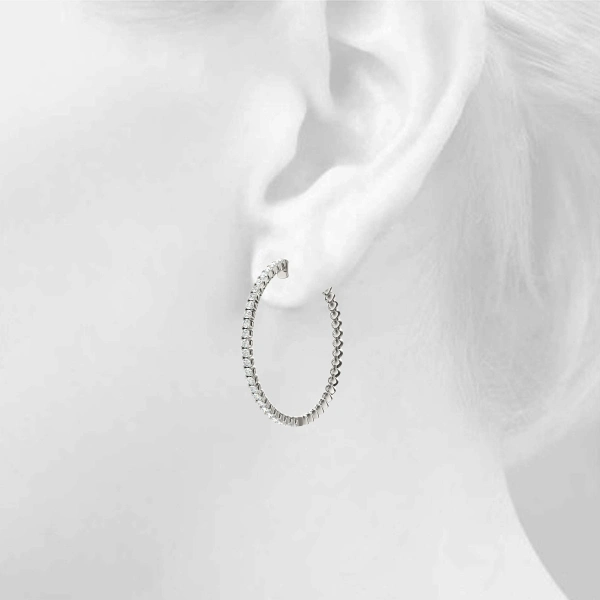 Round Vault Lock Hoop Earrings - Image 5