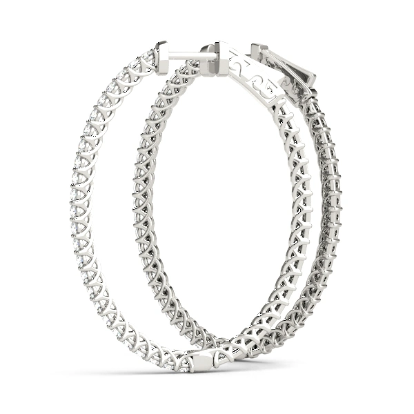 Oval Shaped Inside-Outside Hoop Earrings - Image 3