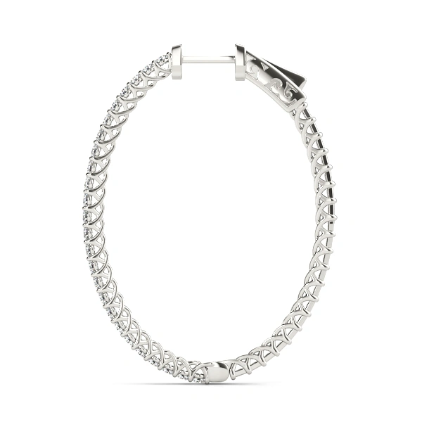 Oval Shaped Inside-Outside Hoop Earrings - Image 2