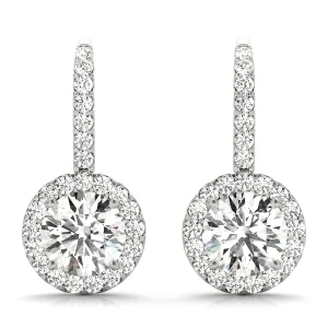Diamond Halo Drop Earrings