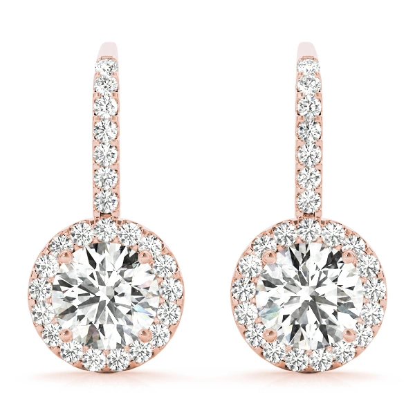 Diamond Halo Drop Earrings - Image 15