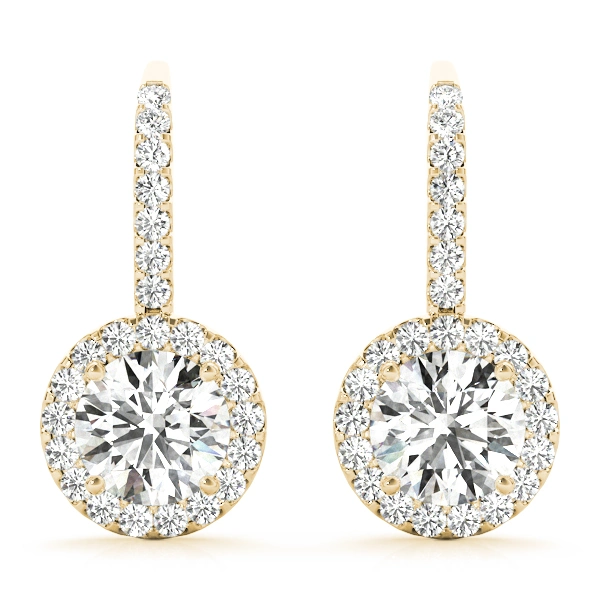 Diamond Halo Drop Earrings - Image 8