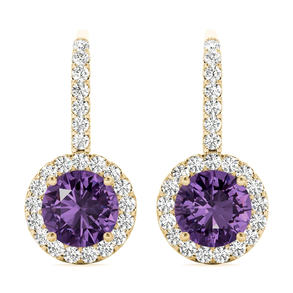 Diamond Halo Drop Earrings - Image 10