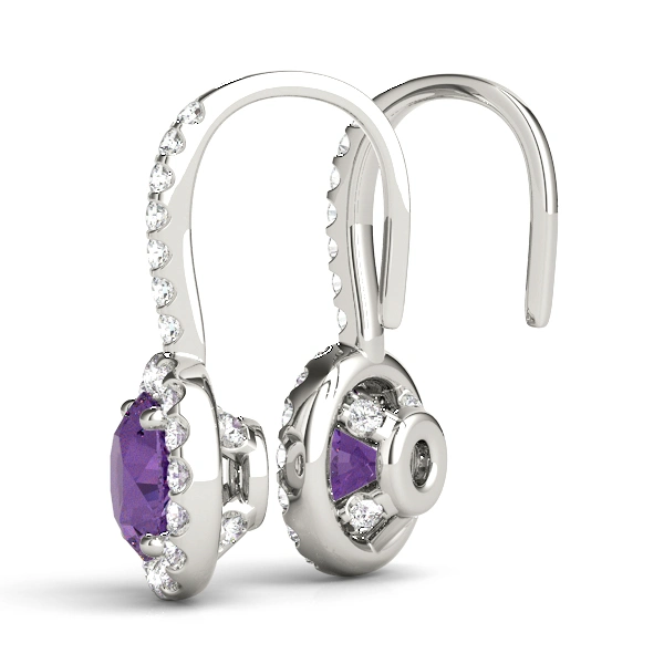 Diamond Halo Drop Earrings - Image 6