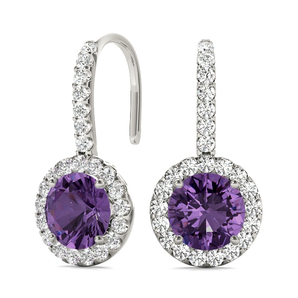 Diamond Halo Drop Earrings - Image 5