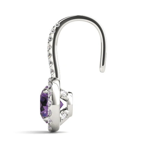 Diamond Halo Drop Earrings - Image 4