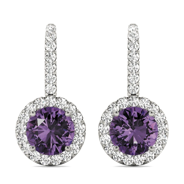 Diamond Halo Drop Earrings - Image 3