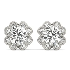 Round Floral Halo Studs