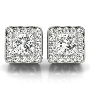Vintage Inspired Square Halo Studs
