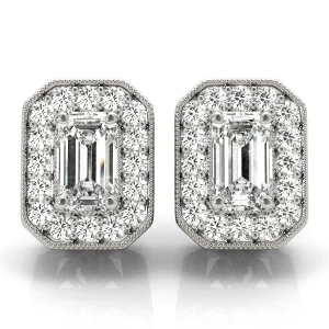 Vintage Inspired Emerald Cut Halo Studs