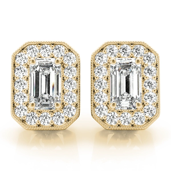 Vintage Inspired Emerald Cut Halo Studs - Image 8
