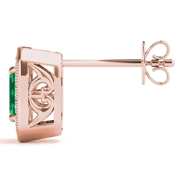 Vintage Inspired Emerald Cut Halo Studs - Image 20