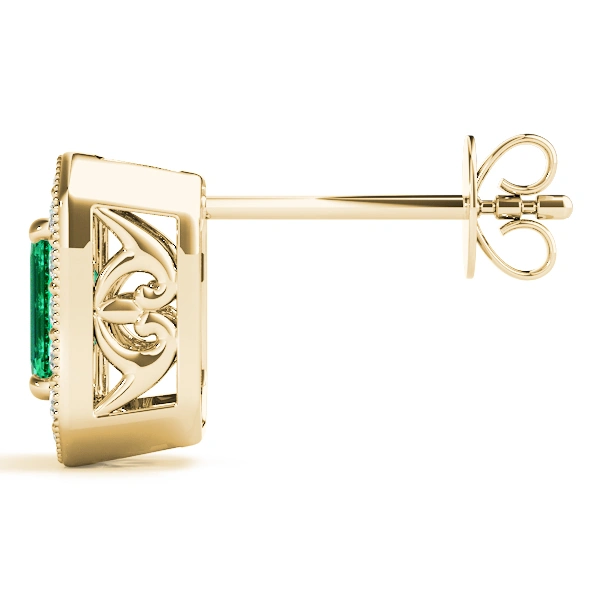 Vintage Inspired Emerald Cut Halo Studs - Image 13