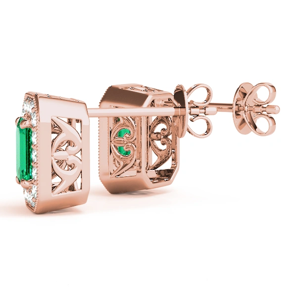 Vintage Inspired Emerald Cut Halo Studs - Image 18