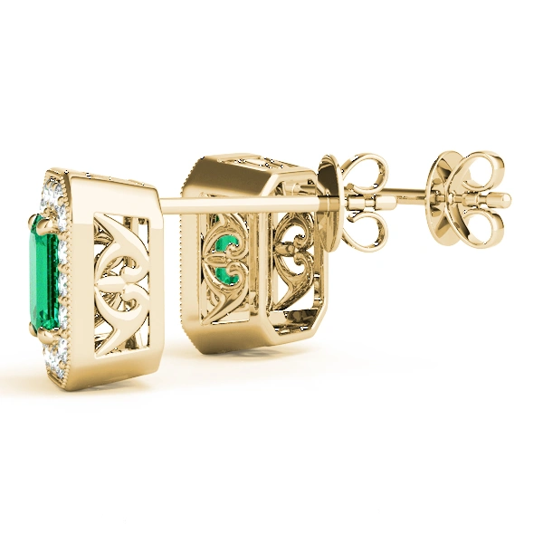 Vintage Inspired Emerald Cut Halo Studs - Image 11