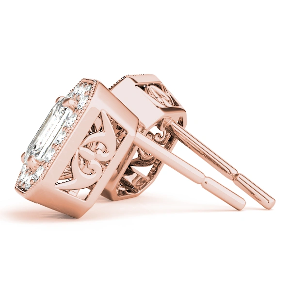 Vintage Inspired Emerald Cut Halo Studs - Image 16