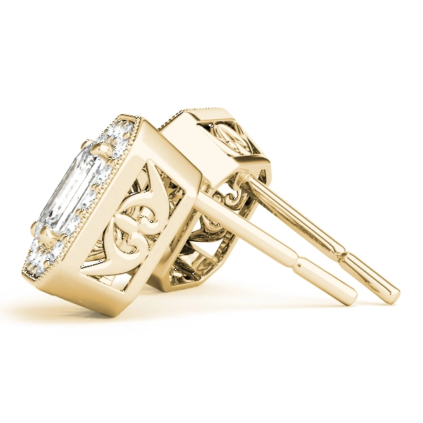 Vintage Inspired Emerald Cut Halo Studs - Image 9