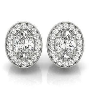 Vintage Inspired Oval Halo Studs