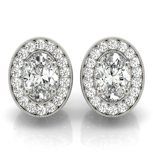 Vintage Inspired Oval Halo Studs