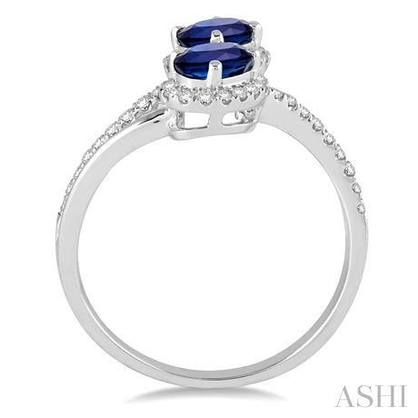 Oval Shape 2 Gemstone & Halo Diamond Fashion Ring - Image 3