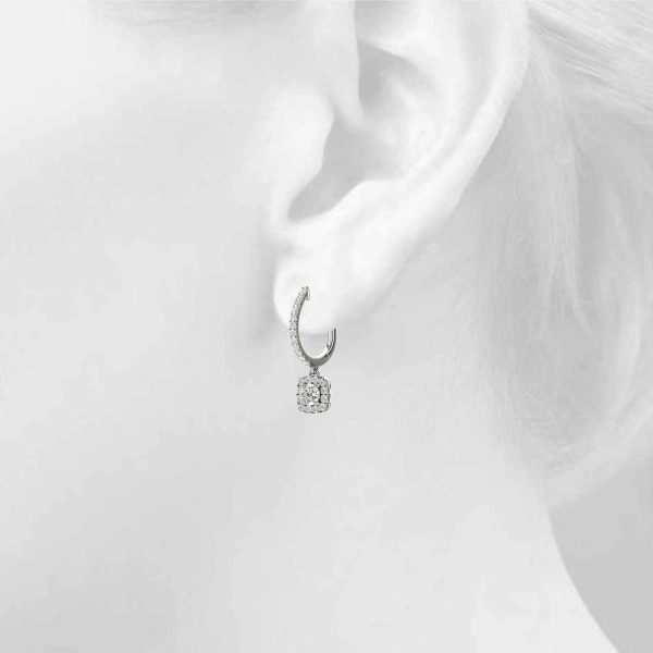 Cushion Shaped Halo Round Hoop - Image 5