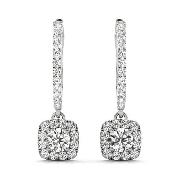 Cushion Shaped Halo Round Hoop