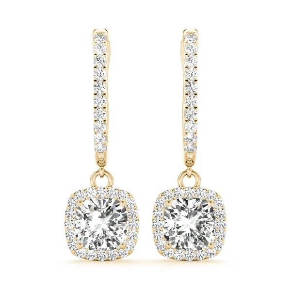 Cushion Halo Drop Earrings - Image 8