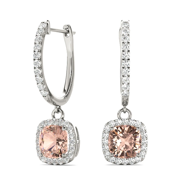 Cushion Halo Drop Earrings - Image 5