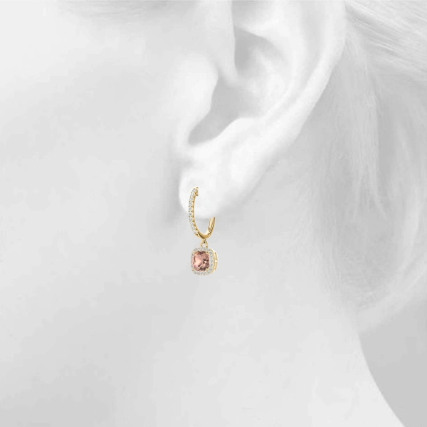 Cushion Halo Drop Earrings - Image 14