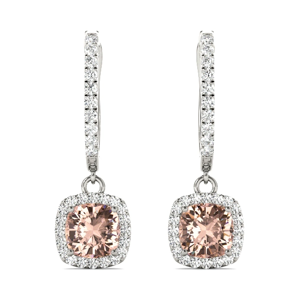 Cushion Halo Drop Earrings - Image 3