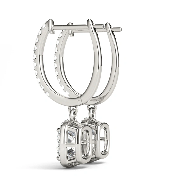 Cushion Halo Drop Earrings - Image 2