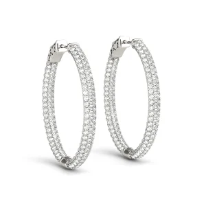Oval Shaped Pavé Vault Lock Hoop Earrings