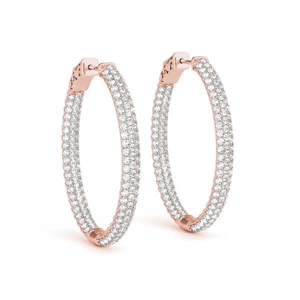 Oval Shaped Pavé Vault Lock Hoop Earrings - Image 9