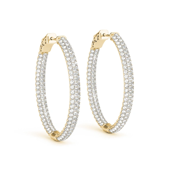 Oval Shaped Pavé Vault Lock Hoop Earrings - Image 5