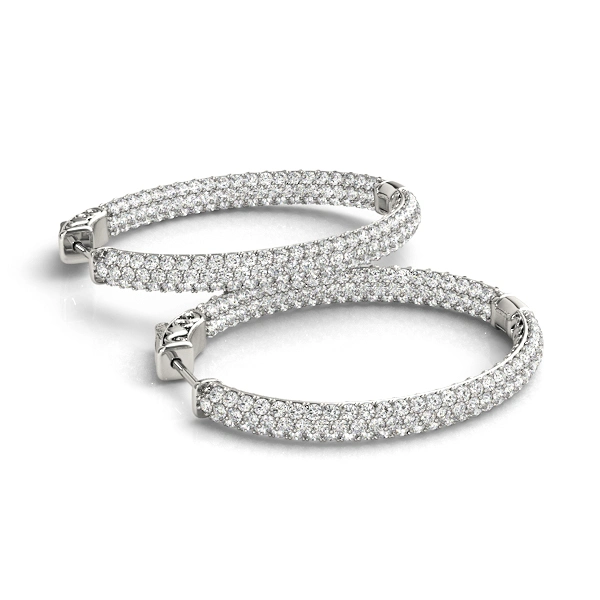 Oval Shaped Pavé Vault Lock Hoop Earrings - Image 3