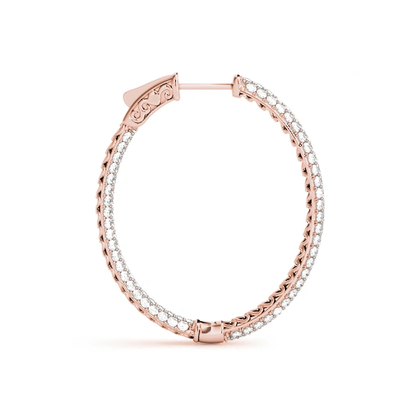 Oval Shaped Pavé Vault Lock Hoop Earrings - Image 10