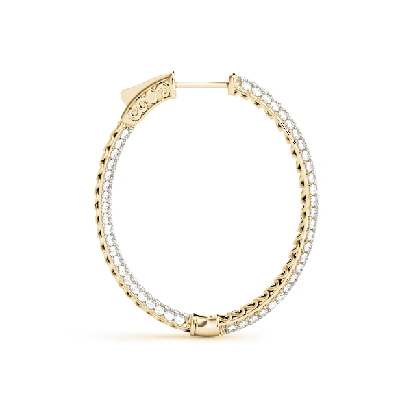 Oval Shaped Pavé Vault Lock Hoop Earrings - Image 6