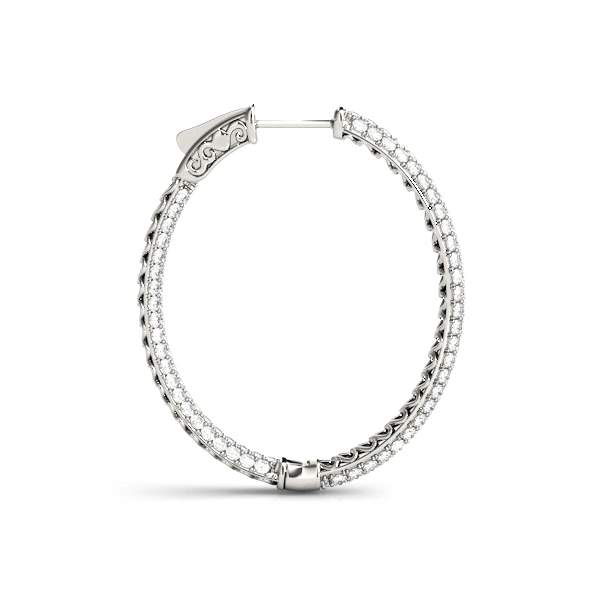 Oval Shaped Pavé Vault Lock Hoop Earrings - Image 2