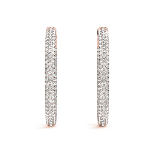 Oval Shaped Pavé Vault Lock Hoop Earrings - Image 12