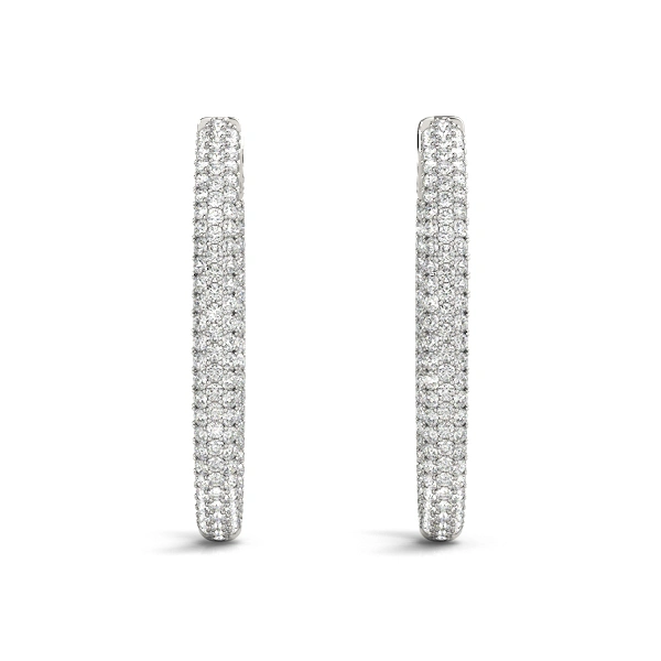 Oval Shaped Pavé Vault Lock Hoop Earrings - Image 4